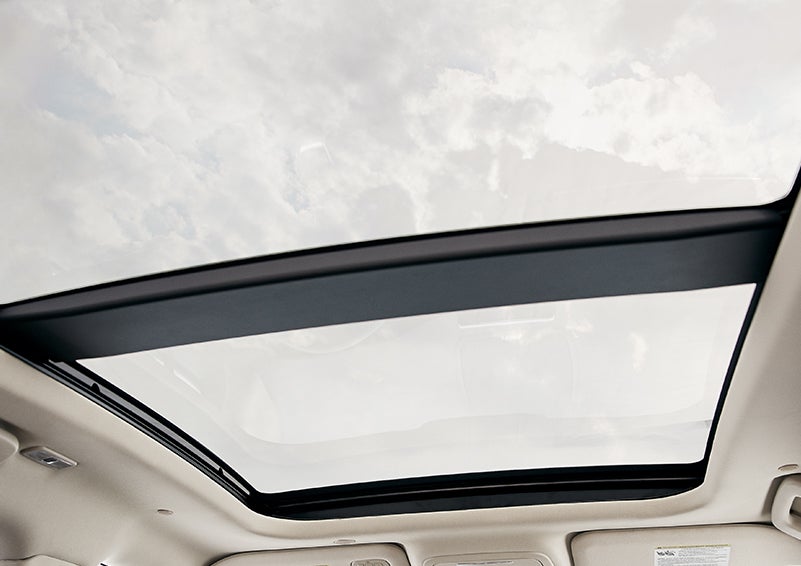 The available panoramic Vista Roof® is shown from inside a 2023 Lincoln Corsair® SUV. | Carman Lincoln in New Castle DE