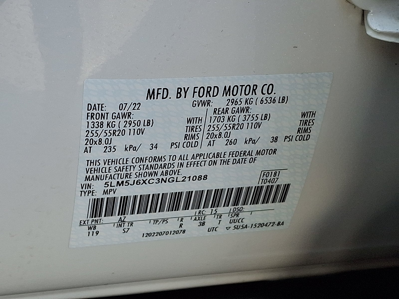 2022 Lincoln Aviator Standard