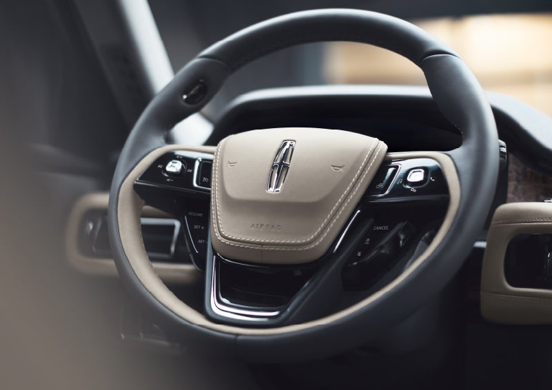The intuitively placed controls of the steering wheel on a 2024 Lincoln Aviator® SUV | Carman Lincoln in New Castle DE