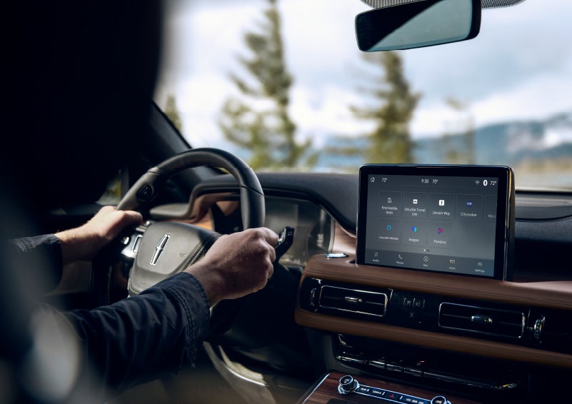 The center touch screen in a 2024 Lincoln Aviator® SUV is shown | Carman Lincoln in New Castle DE